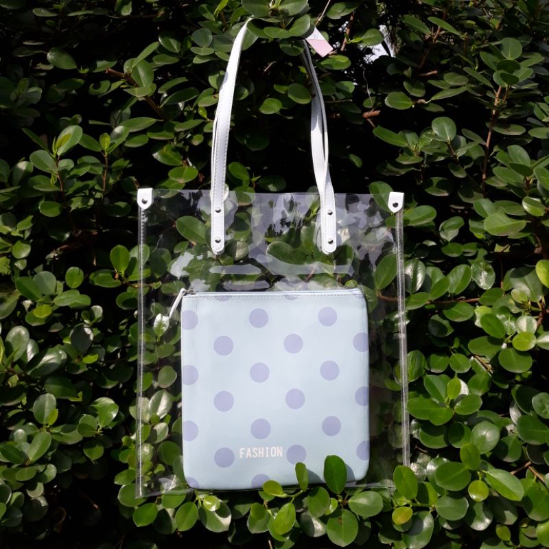 TRANSPARENT TOTE BAG W/ POUCH (Korean tote bag) Shopee Philippines