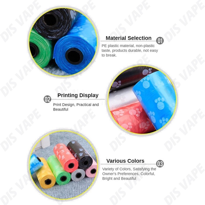 Pet Poop Bag Pet Printing Footprint Garbage Bag Disposable Trash Bag Dog Poop Bags(15 Bags Per Roll) #7