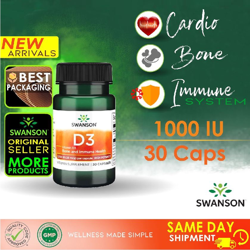 Swanson Vitamin D3 1,000 IU 30 Caps - High Potency | Shopee Philippines