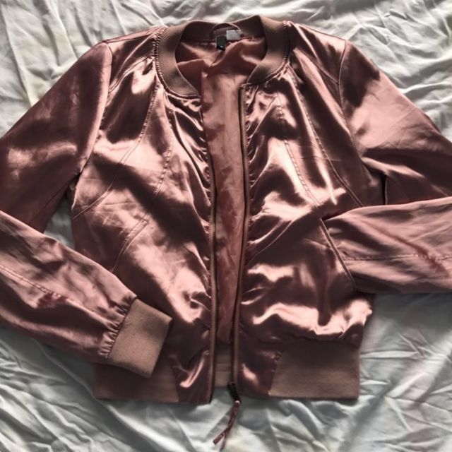 H M Divided Pink Satin Bomber Jacket Shopee Philippines