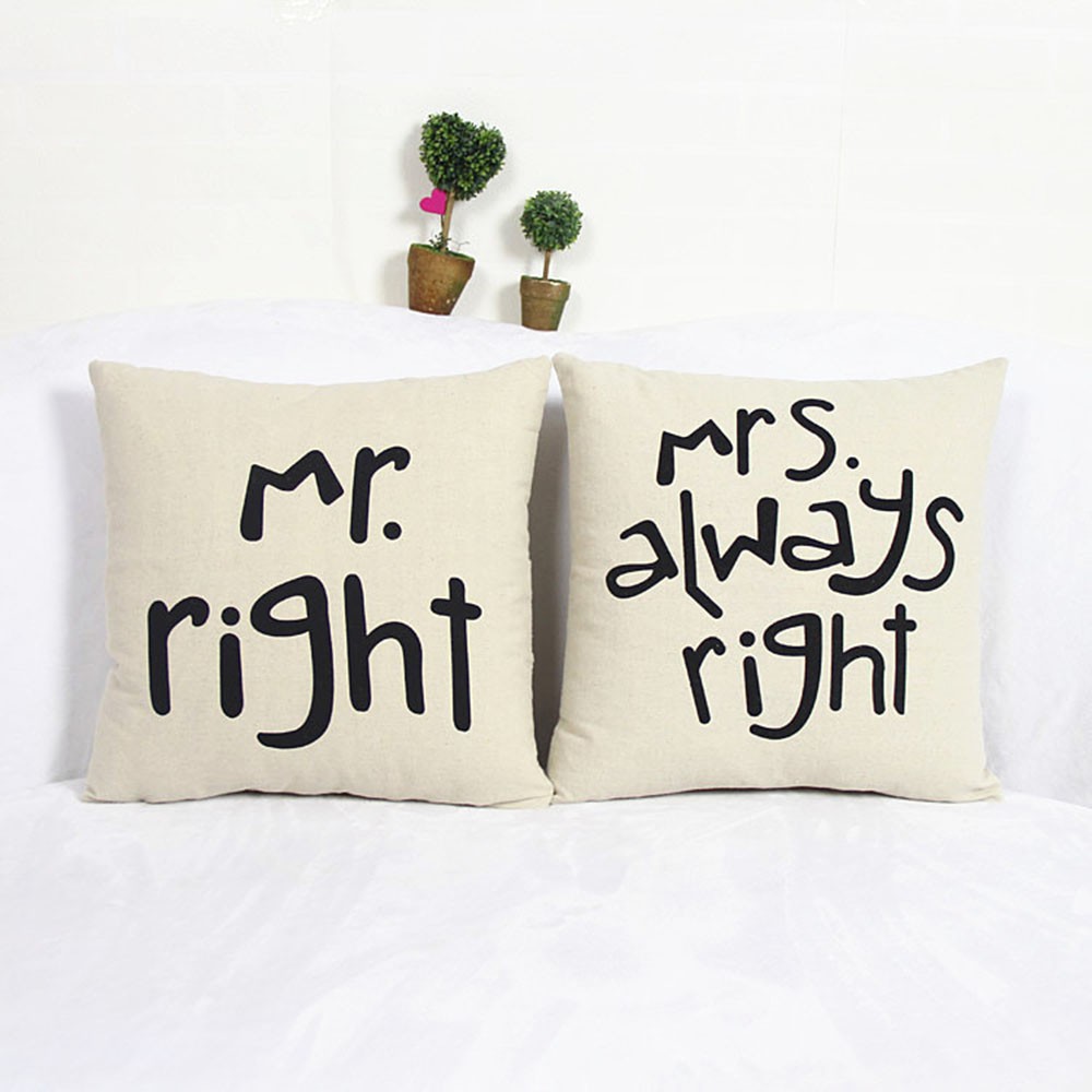 Kaka Lovers Pillowcase Mr Right And Mrs Always Right Letter