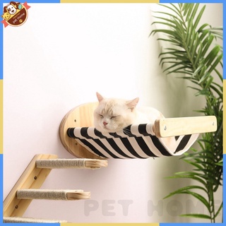 ▽Cat tower Solid Wood Cat Climbing Frame Cat Wall-Mounted Hanging Scratching Pole Cat Hammock Stairs