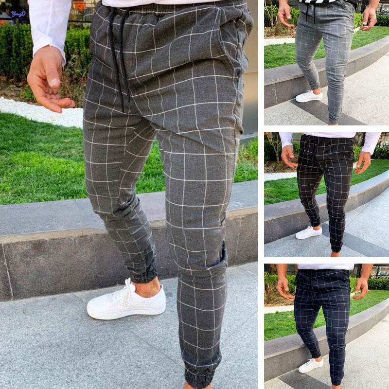 mens skinny checkered pants