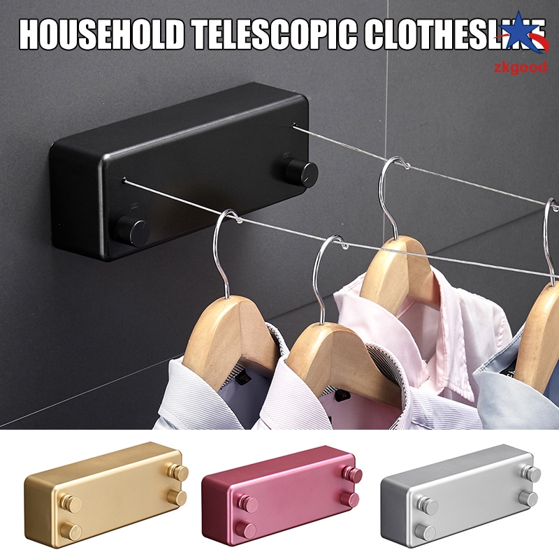 Double Line Retractable Clothesline Home Steel Wire Invisible Punch Free  Wall Hanger | Shopee Philippines