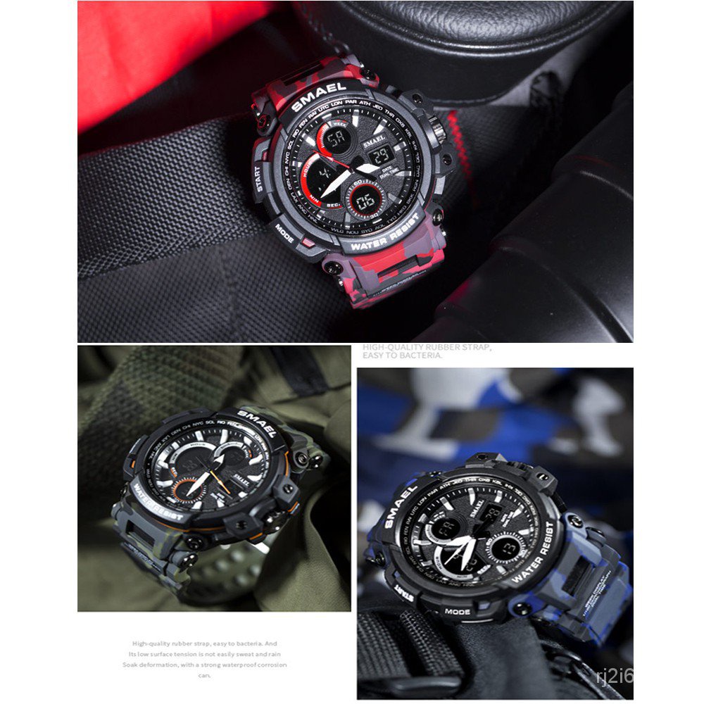 【ins】【Lowest price】Ready Stock SMAEL 1708MC Men Digital Sport Watch Army Waterproof Watches