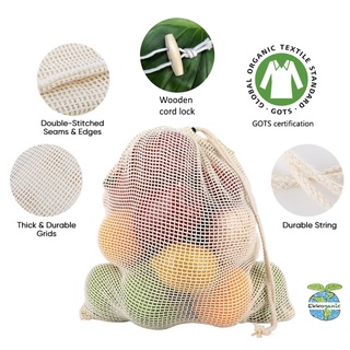 Reusable Organic Eco Friendly Drawstring Mesh Produce Bags