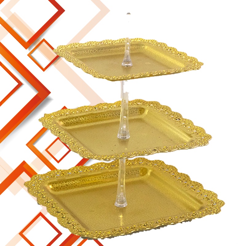3 Tier Plastic Porcelain Cupcake Stand Tiered Serving Cake Stand Square