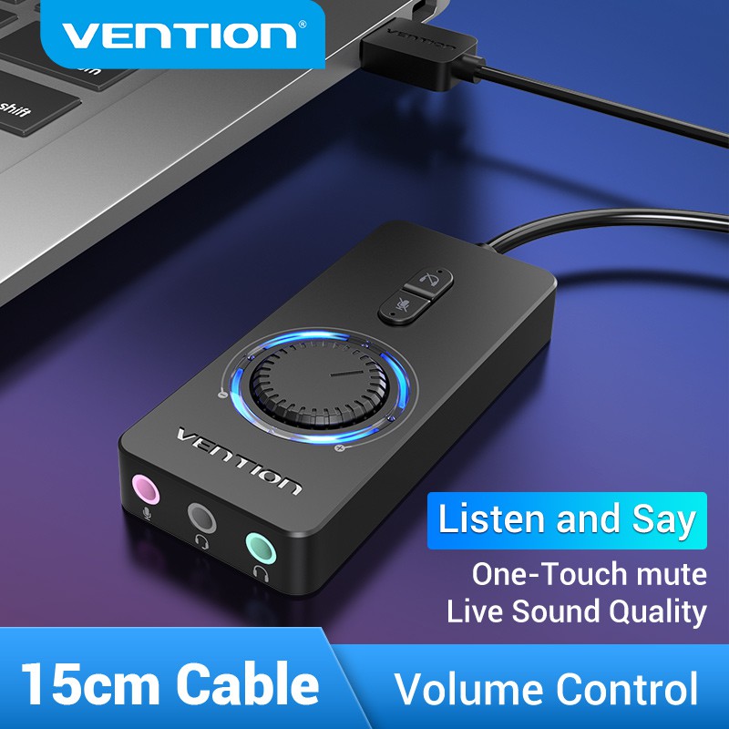 Vention Sound Card USB External Stereo Sound Adapter with Volume
