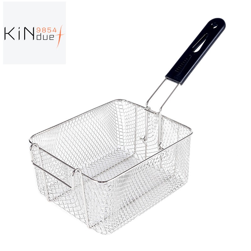 Stainless Steel Deep Fry Basket Rectangle Wire Mesh Strainer with Long