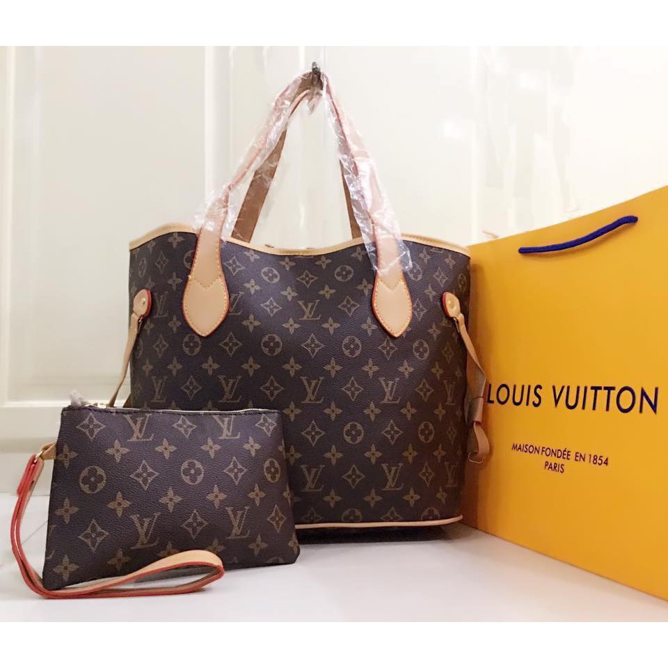 Louis Vuitton LV Neverfull 2 in 1 Shoulder Bag Set, with Tag & Dust Bag