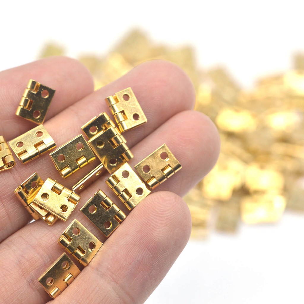 20sets Brass Mini Hinges Small Box Cabinet Hinges Folding Butt