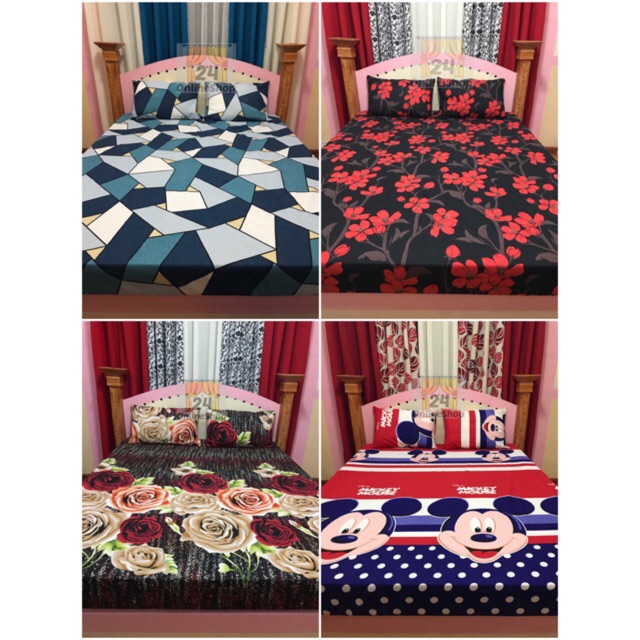 3in1 Bed Sheet with two Pillow Case Canadian Cotton with High Quality