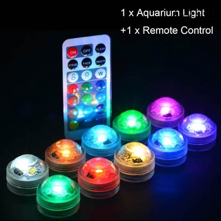 yourfashionlife Remote Control Color Change Round Aquarium LED Light Submersible Fish Tank Lamp