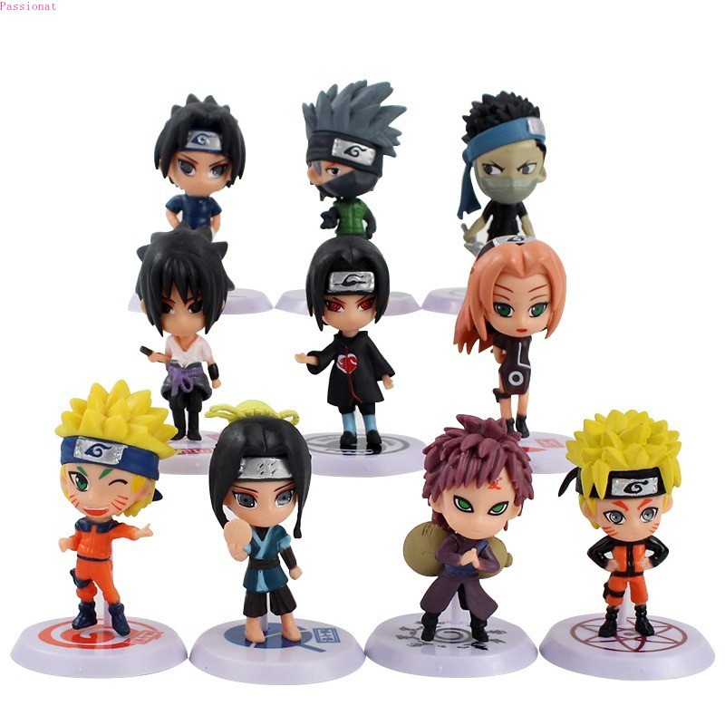 10pcs/set Anime Naruto Mini Dolls Uchiha Sasuke Sakura ...