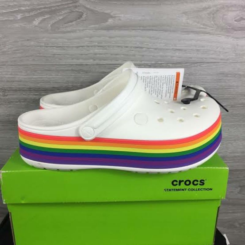 rainbow platform crocs