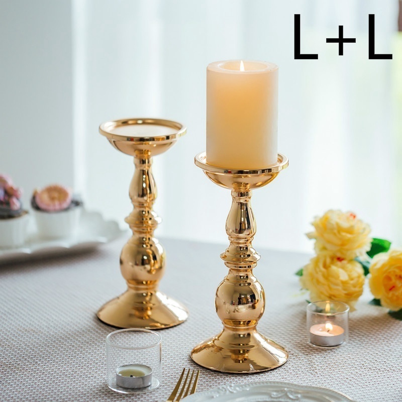 Gold Metal Pillar Candle Holders Wedding Centerpieces Candlestick Holders For Candles Stand