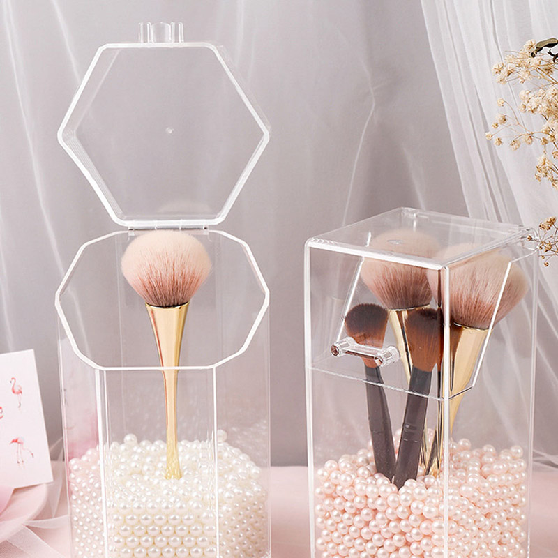 Brush Holder Clear Acrylic Makeup Brushes Storage With Lid Dustproof Accessories Qzrv Shopee 9474