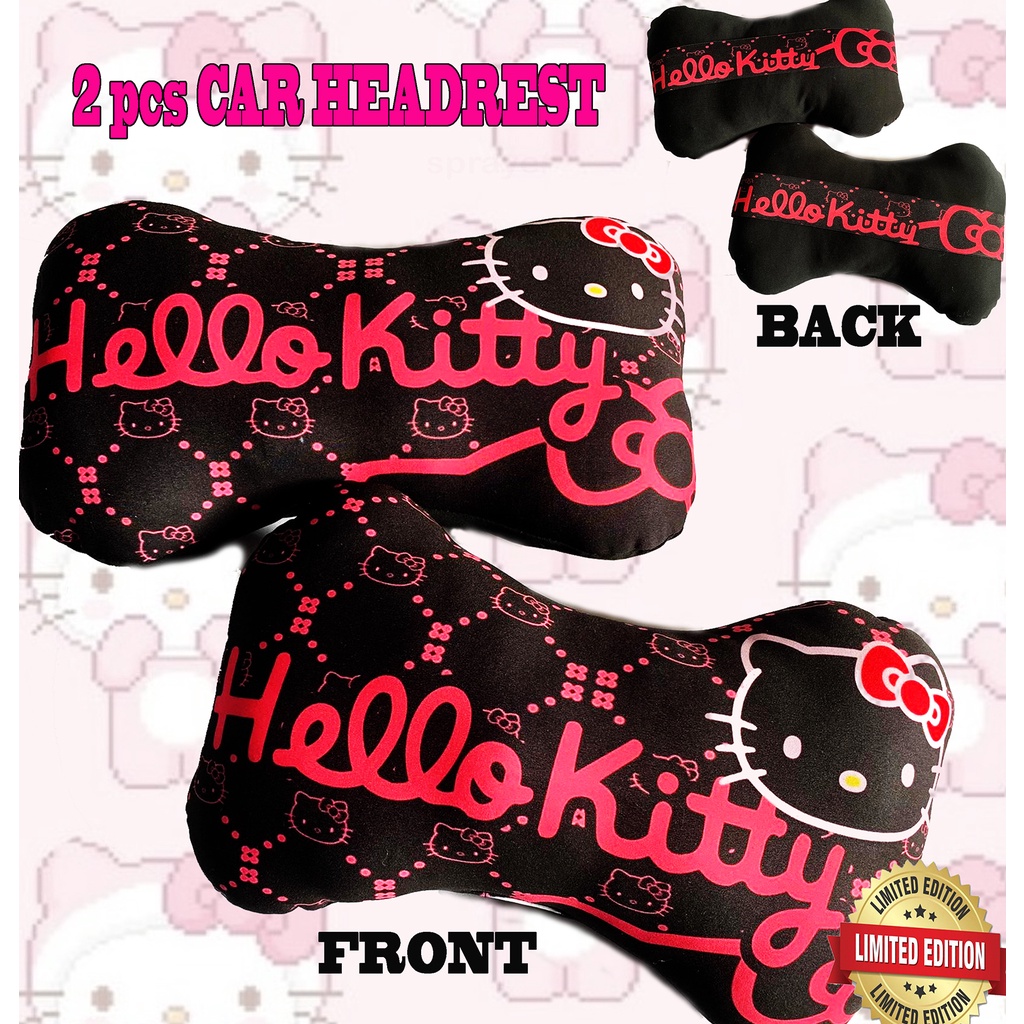 2PCS hello kitty Headrest Pillow Car Accessory Characters black Edition Shopee Philippines