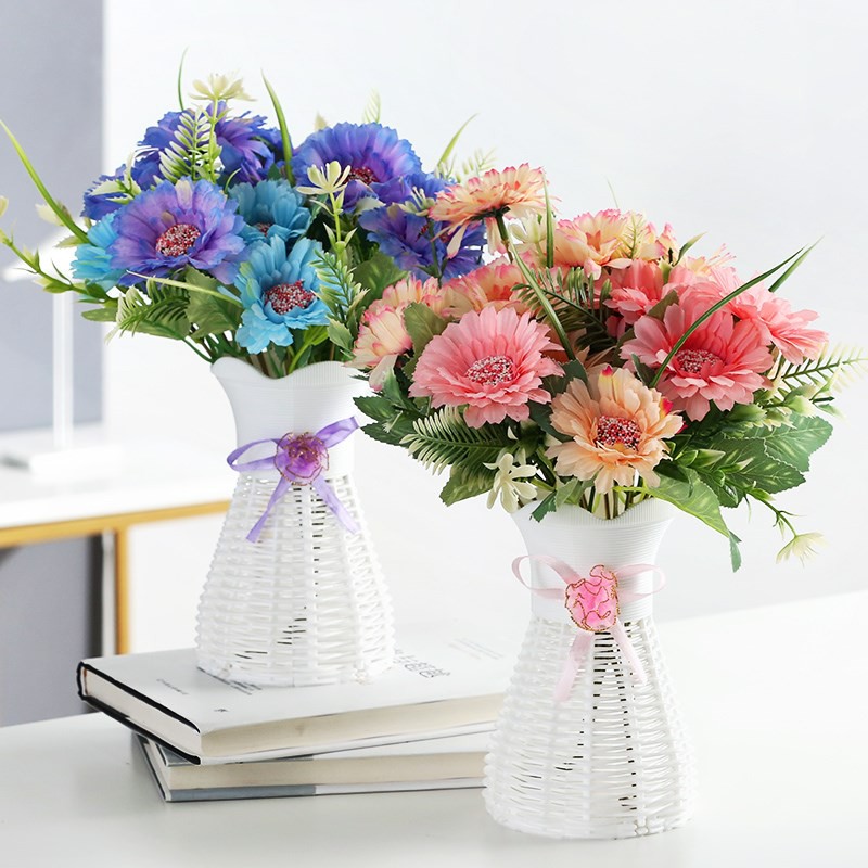 1 Bunch Artificial Garden Chrysanthemum Daisy Silk Sunflower Fake Flower Bridal Bouquet Wedding Party Home Decor