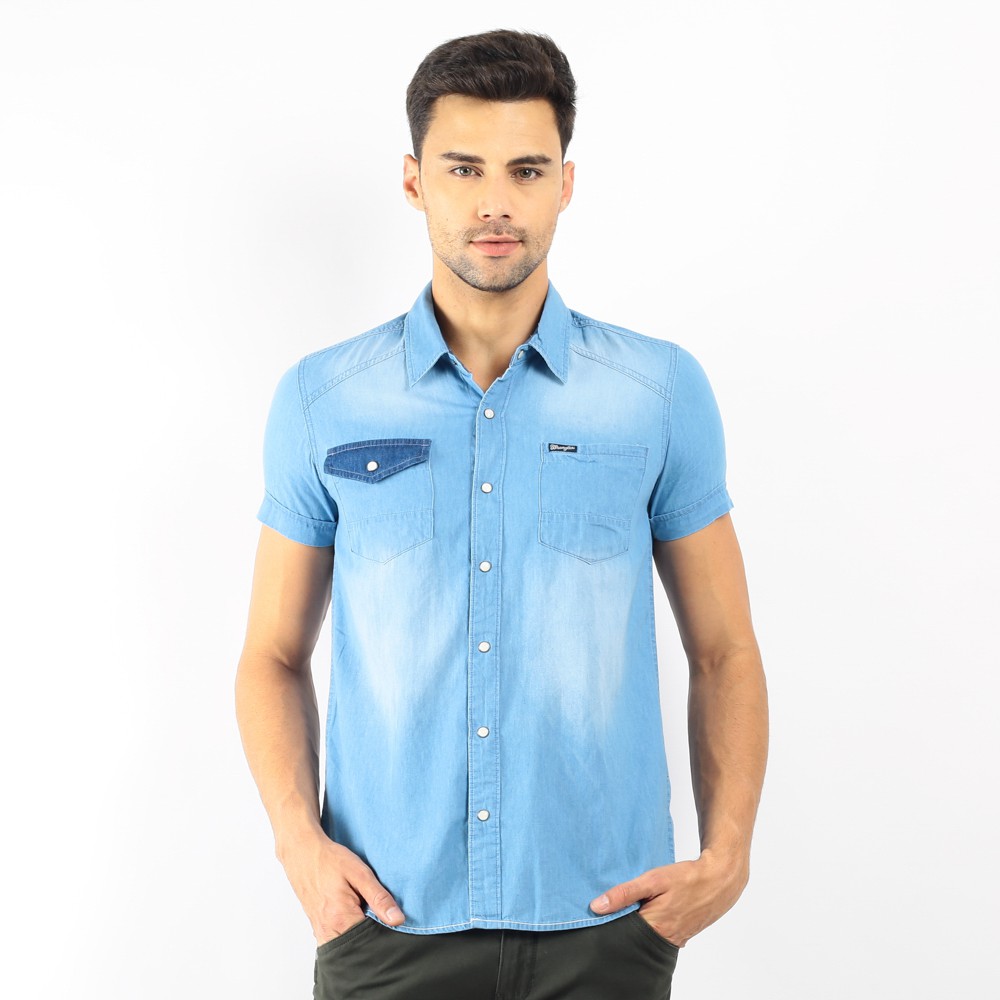 wrangler denim button up