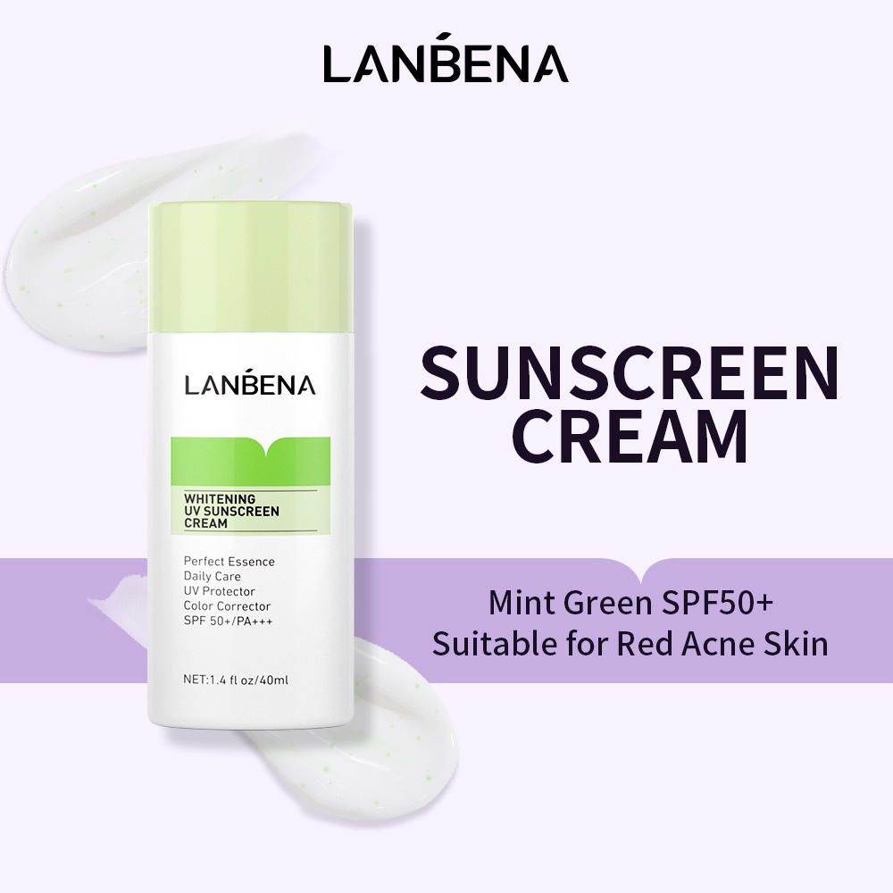 Lanbena Green Whitening Uv Sunscreen Face Cream Sunblock Spf50+ 40Ml Skincare Serum | Shopee Philippines