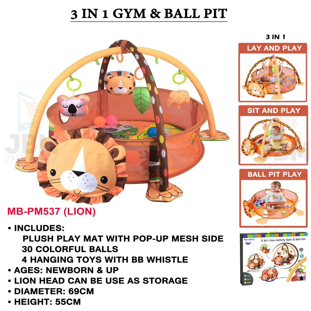 3 in 1 lion activity gym & ball pit