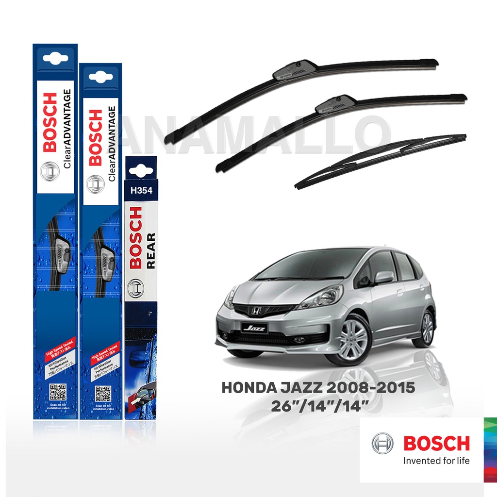 BOSCH CLEAR ADVANTAGE WIPER BUNDLE FOR HONDA JAZZ (GE) 20082015 (26"/14"/H354 14") Shopee