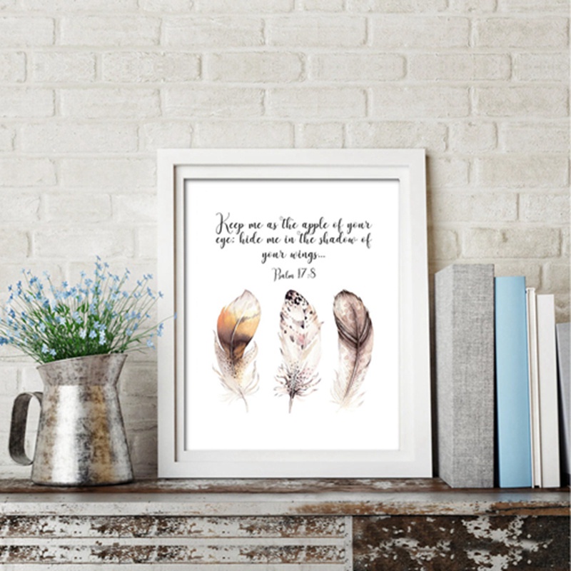 Bible Verse Feathers Quotes Posters Prints Scripture Church Wall Art Canvas Painting Wall Picture for Living Room Home Decor Unframed