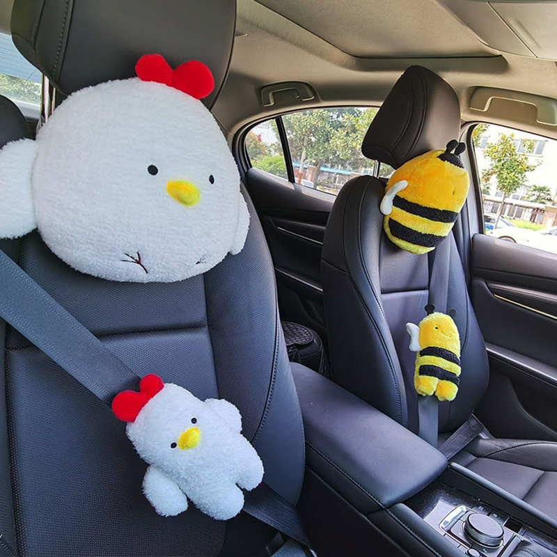 Road Trip Neck Support Pillow Adjustable Vehicle Car Seat Strap Shoulder Pads Pillow Apomelo Stuffed Rabbit Car Seat Belt Pillow for Kids Lady Rabbit 