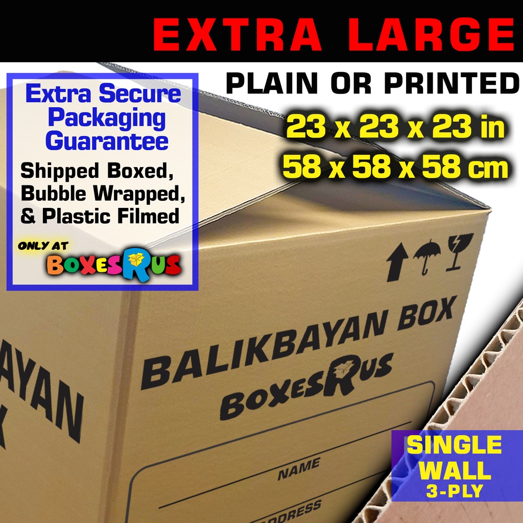 Extra Large Balikbayan Box 23x23x23 inches Single Wall by Boxes R Us ...