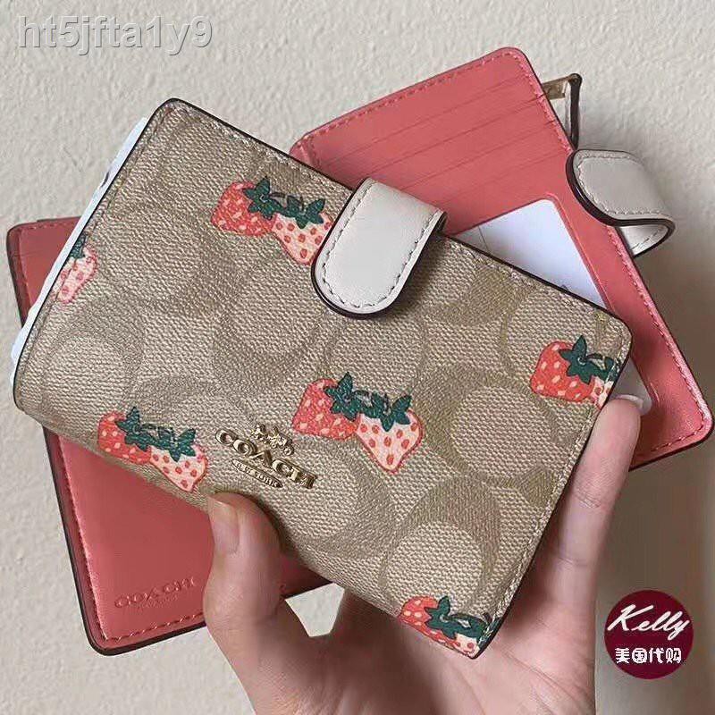 ✣COACH 91836 New Strawberry Printed Women s Wallet Card Case Folding Buckle  | Shopee Philippines