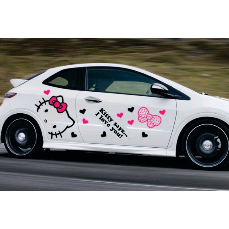 Hello Kitty Car Sticker Car Decals For Hood And Doors Both Sides Car Accesories Shopee Philippines 1014