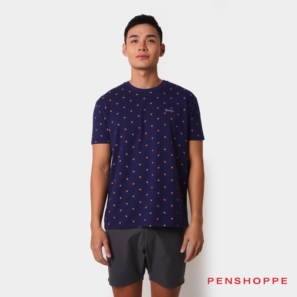 Penshoppe All Over Print Relaxed Fit Tshirt With Scribble For Men (Navy ...