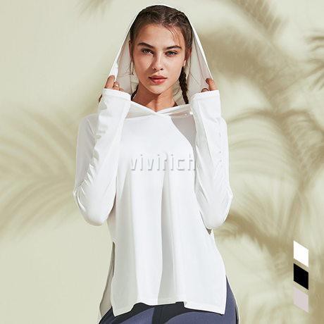 hooded running top womens