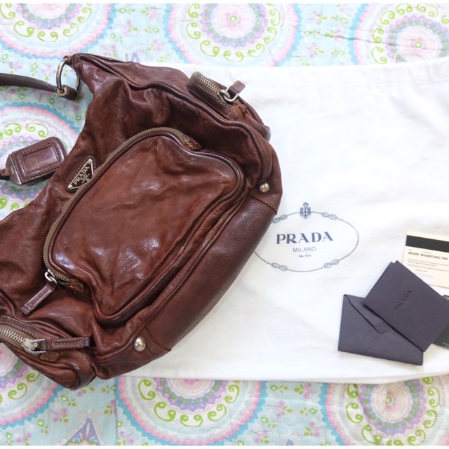 Authentic Prada Washed Bag Tria Cocco (excellent condition) NO