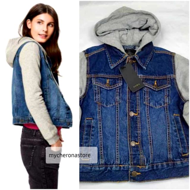 hooded denim jacket zara