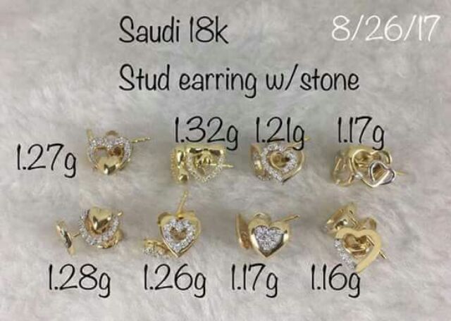 18K Saudi Gold- Stud Earrings | Shopee Philippines