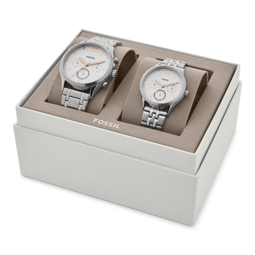 Fossil - HIS AND HER FENMORE MIDSIZE MULTIFUNCTION STAINLESS STEEL ...