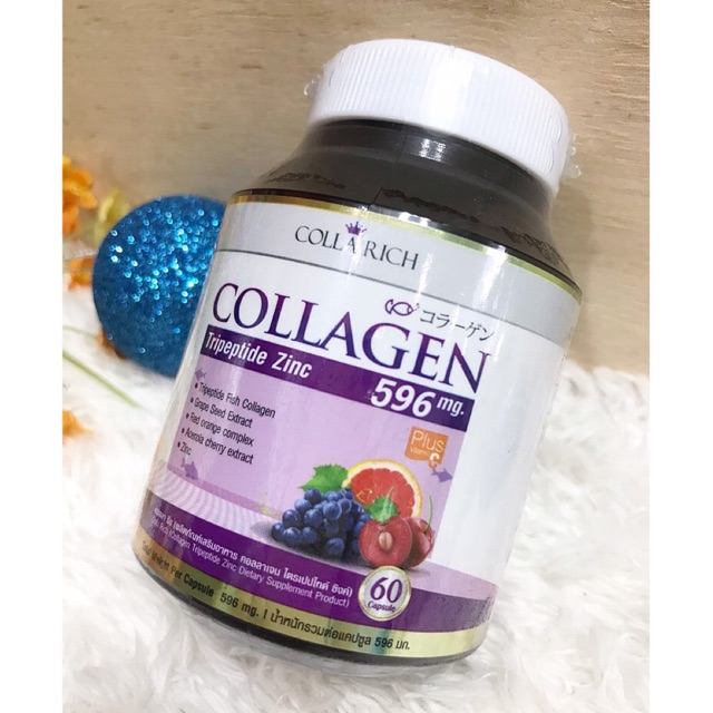 Colla Rich Collagen Tripeptide Zinc 596mg. 60 capsules of collagen ...