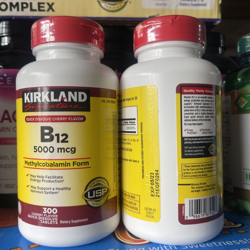 Kirkland Signature Quick Dissolve B-12 5000 Mcg., 300 Tablets | Shopee ...