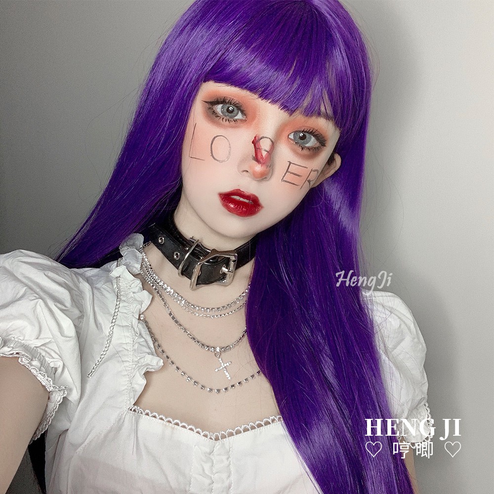 Wig Long Hair Wig Lolita Natural JK Long Straight Hair Cute Purple Cosplay  Wig | Shopee Philippines