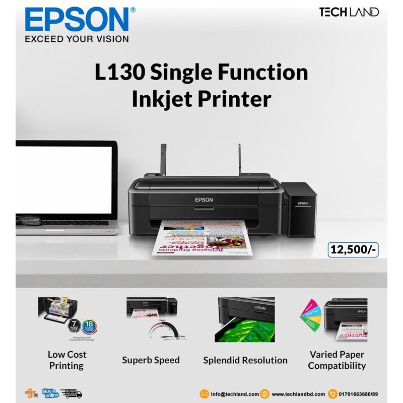 Sublimation Epson Printer L130 4 Color A4 Size Ph 3897