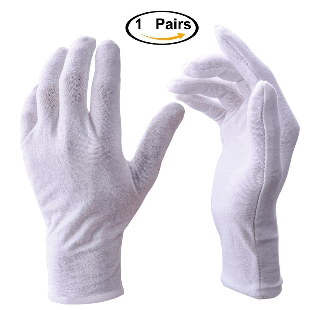 white cotton fingerless gloves