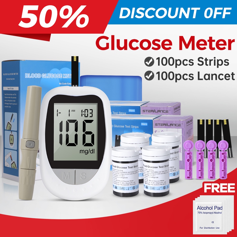 Blood Glucose Meter Kit Complete Blood Sugar Monitoring Set Glucometer ...