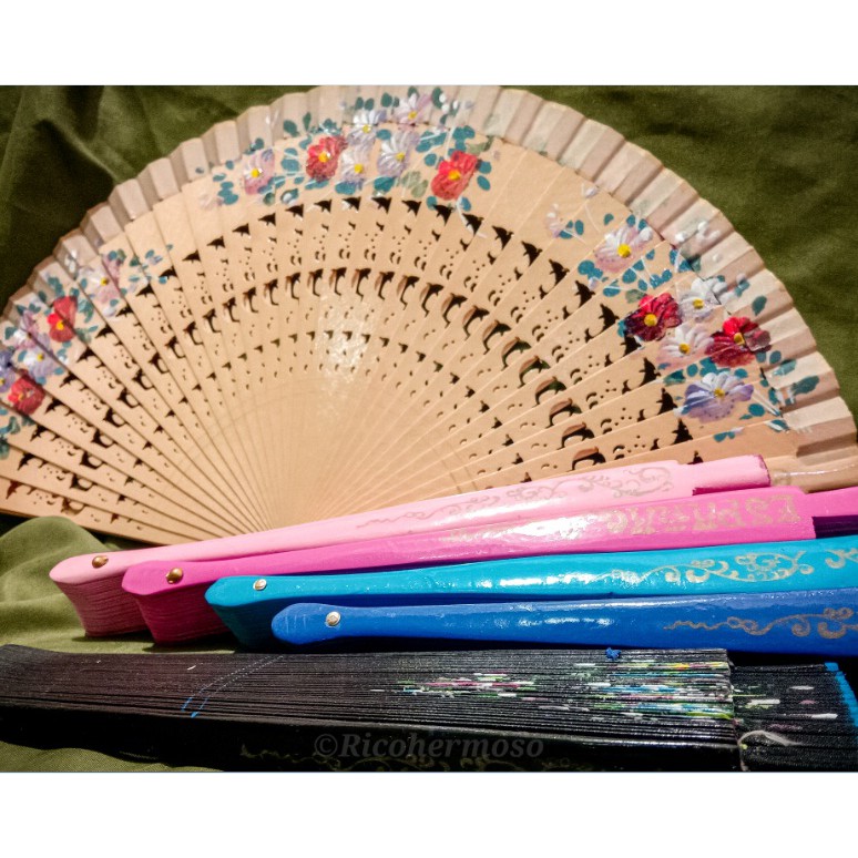 Wooden Spanish Fan & Embroidered Fan (Foldable Hand Fan) Shopee