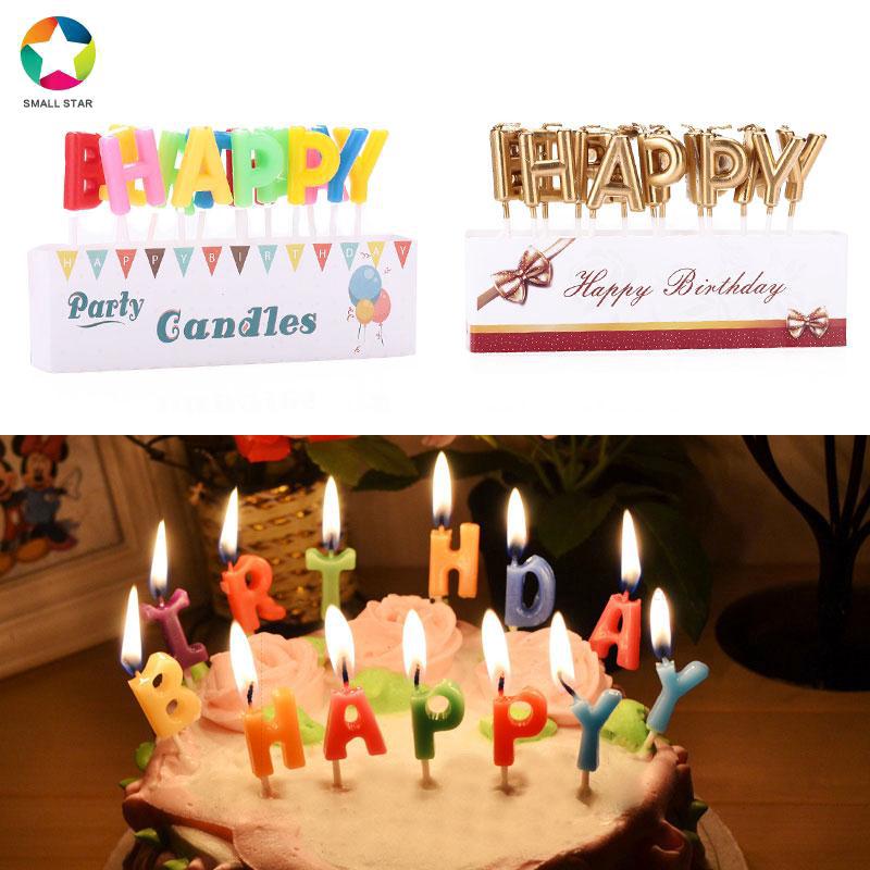 Happy Birthday Letter Candle Cake Topper Baking Gift Supplies