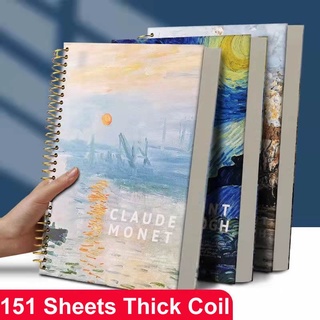 16k Van Gogh Hardbound Spiral Thick Big Notebook Sheets 151 Watercolor Loose  Notebook Metal Ring