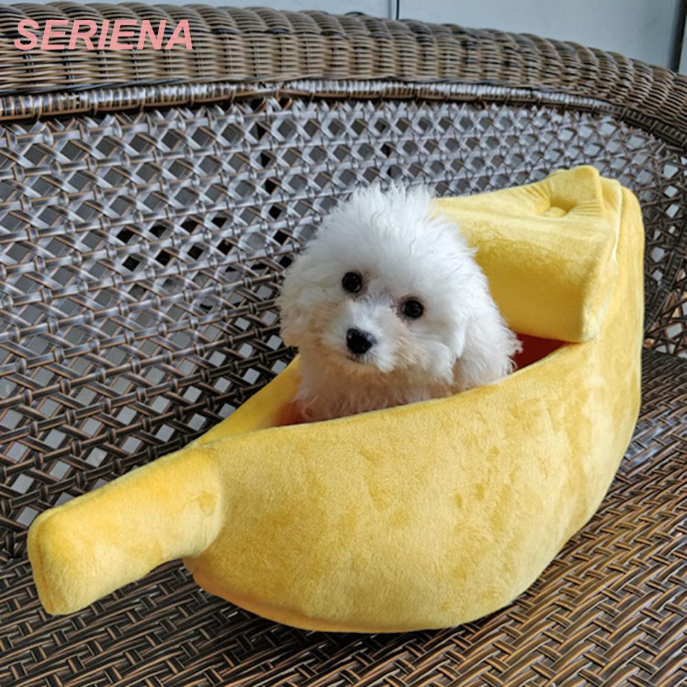 Banana Shape Warm Pets Bed House Cozy Puppy Cushion Mat Basket Kennel Cat Nest