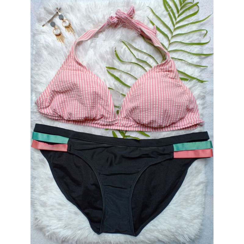 Big Size Pink Stripe Bikini Swimsuit (MiAmoreSalty_ph) | Shopee Philippines