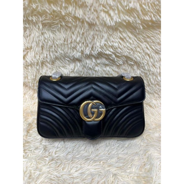 Original Quality Gucci black Quilted Leather Marmont Matelasse Shoulder